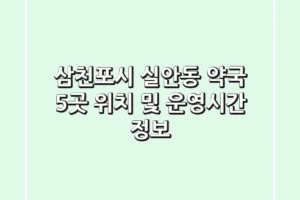 삼천포시 실안동 약국 5곳: 위치 및 운영시간 정보
