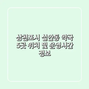 삼천포시 실안동 약국 5곳: 위치 및 운영시간 정보