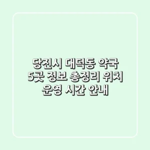 당진시 대덕동 약국 5곳 정보 총정리 - 위치, 운영 시간 안내