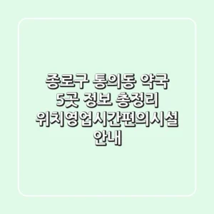 종로구 통의동 약국 5곳 정보 총정리 - 위치/영업시간/편의시설 안내