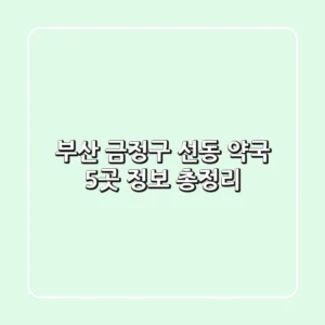 부산 금정구 선동 약국 5곳 정보 총정리