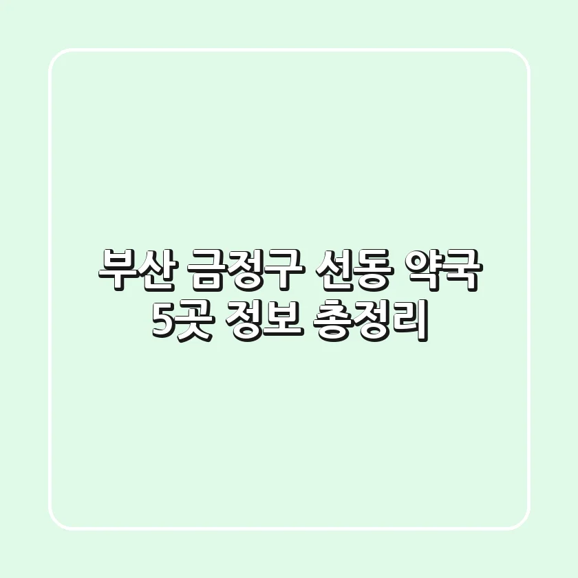 부산 금정구 선동 약국 5곳 정보 총정리