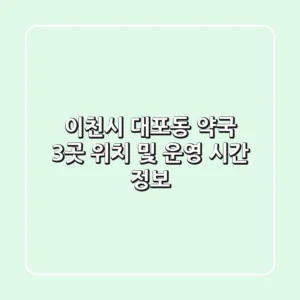 이천시 대포동 약국 3곳: 위치 및 운영 시간 정보