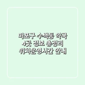 마포구 수색동 약국 4곳 정보 총정리 - 위치/운영시간 안내
