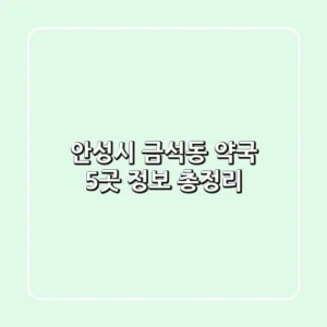 안성시 금석동 약국 5곳 정보 총정리