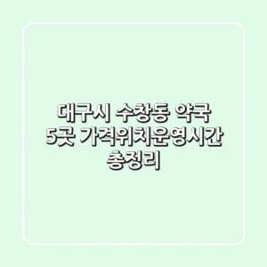 대구시 수창동 약국 5곳 가격/위치/운영시간 총정리