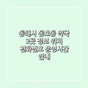 동해시 동호동 약국 3곳 정보 - 위치, 전화번호, 운영시간 안내