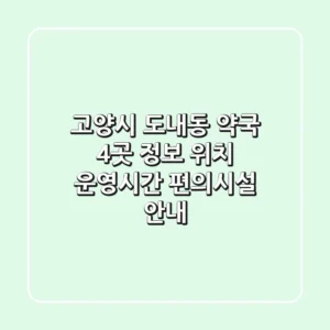 고양시 도내동 약국 4곳 정보 - 위치, 운영시간, 편의시설 안내