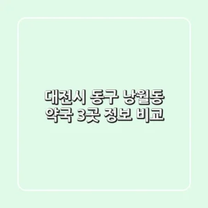 대전시 동구 낭월동 약국 3곳 정보 비교
