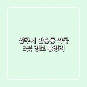 양주시 만송동 약국 3곳 정보 총정리