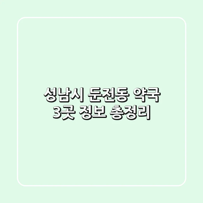 성남시 둔전동 약국 3곳 정보 총정리