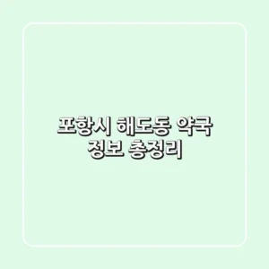 포항시 해도동 약국 정보 총정리