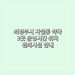 의정부시 자일동 약국 3곳: 운영시간, 위치, 편의시설 안내
