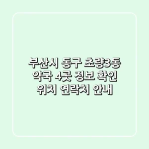 부산시 동구 초량3동 약국 4곳 정보 확인 - 위치, 연락처 안내
