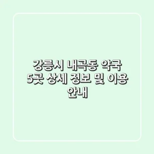강릉시 내곡동 약국 5곳 상세 정보 및 이용 안내