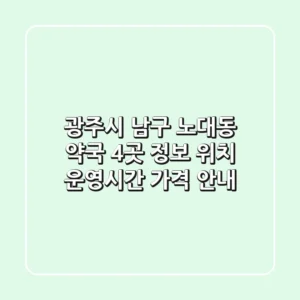 광주시 남구 노대동 약국 4곳 정보 - 위치, 운영시간, 가격 안내