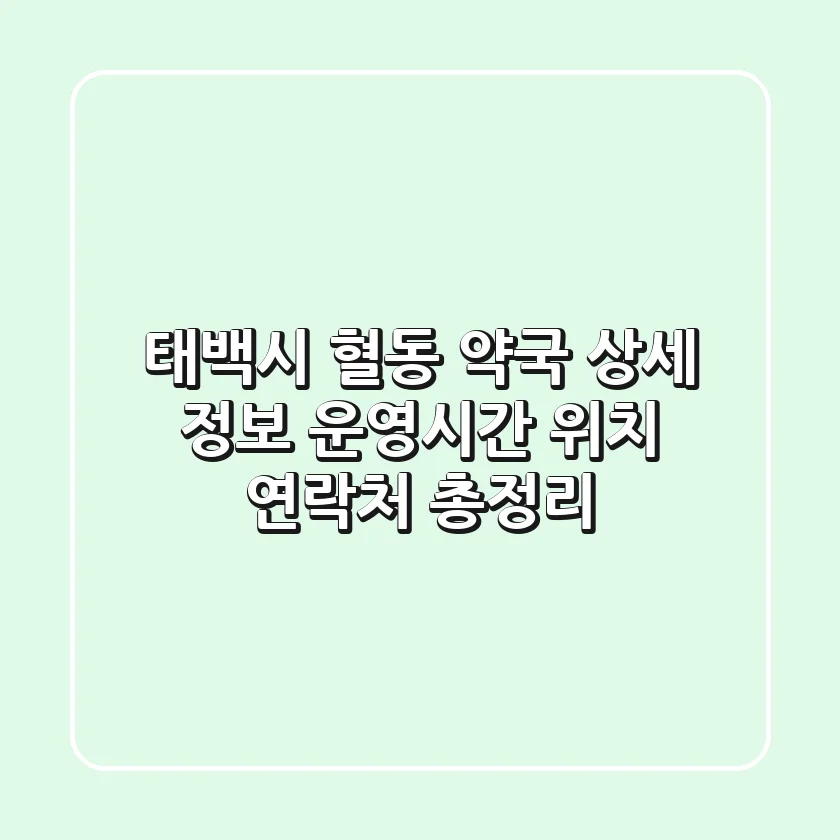 태백시 혈동 약국 상세 정보 - 운영시간, 위치, 연락처 총정리