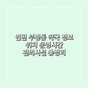 인천 부평동 약국 정보 - 위치, 운영시간, 편의시설 총정리