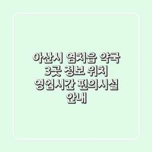 아산시 염치읍 약국 3곳 정보 - 위치, 영업시간, 편의시설 안내