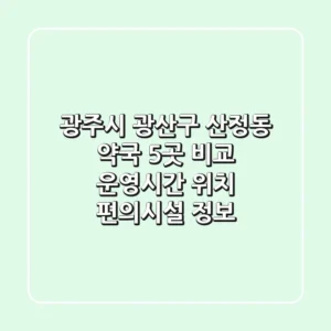 광주시 광산구 산정동 약국 5곳 비교: 운영시간, 위치, 편의시설 정보