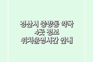 경산시 중방동 약국 4곳 정보 – 위치/운영시간 안내