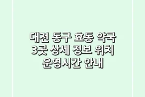 대전 동구 효동 약국 3곳 상세 정보 – 위치, 운영시간 안내