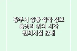 광주시 양동 약국 정보 총정리 – 위치, 시간, 편의시설 안내
