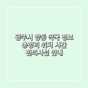 광주시 양동 약국 정보 총정리 - 위치, 시간, 편의시설 안내