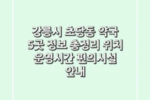 강릉시 초당동 약국 5곳 정보 총정리 – 위치, 운영시간, 편의시설 안내