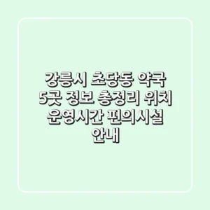 강릉시 초당동 약국 5곳 정보 총정리 - 위치, 운영시간, 편의시설 안내