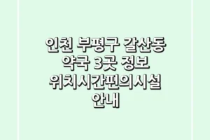 인천 부평구 갈산동 약국 3곳 정보 – 위치/시간/편의시설 안내