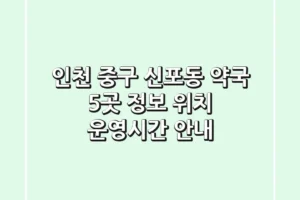 인천 중구 신포동 약국 5곳 정보 – 위치, 운영시간 안내
