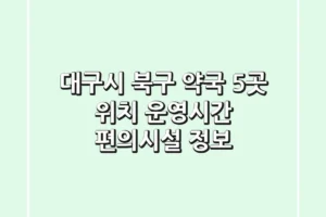 대구시 북구 약국 5곳: 위치, 운영시간, 편의시설 정보