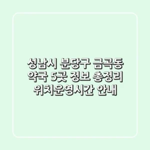 성남시 분당구 금곡동 약국 5곳 정보 총정리 - 위치/운영시간 안내