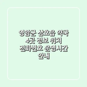 영암군 삼호읍 약국 4곳 정보: 위치, 전화번호, 운영시간 안내