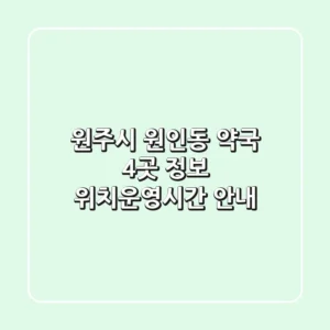원주시 원인동 약국 4곳 정보 - 위치/운영시간 안내