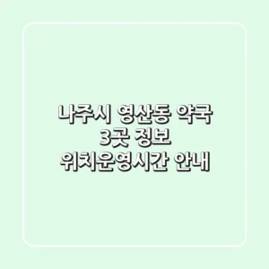 나주시 영산동 약국 3곳 정보 - 위치/운영시간 안내