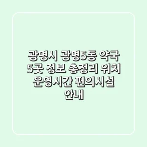 광명시 광명5동 약국 5곳 정보 총정리 - 위치, 운영시간, 편의시설 안내