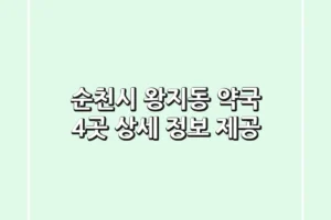 순천시 왕지동 약국 4곳 상세 정보 제공