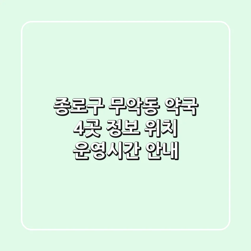종로구 무악동 약국 4곳 정보 - 위치, 운영시간 안내