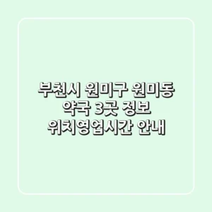 부천시 원미구 원미동 약국 3곳 정보 - 위치/영업시간 안내