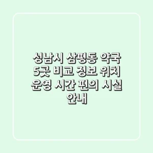 성남시 삼평동 약국 5곳 비교 정보 - 위치, 운영 시간, 편의 시설 안내