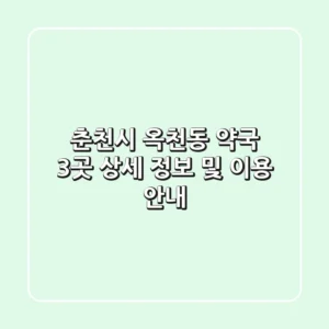 춘천시 옥천동 약국 3곳 상세 정보 및 이용 안내