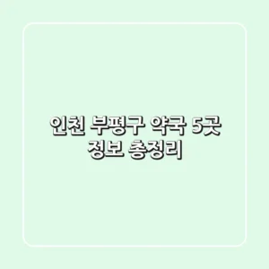 인천 부평구 약국 5곳 정보 총정리