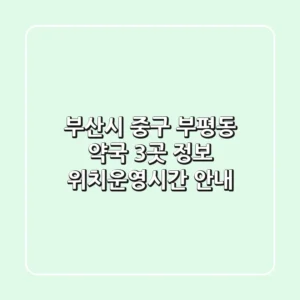 부산시 중구 부평동 약국 3곳 정보 - 위치/운영시간 안내