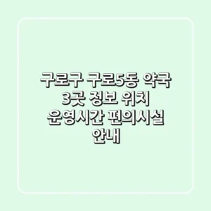 구로구 구로5동 약국 3곳 정보 - 위치, 운영시간, 편의시설 안내