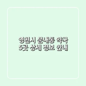 영천시 문내동 약국 5곳 상세 정보 안내