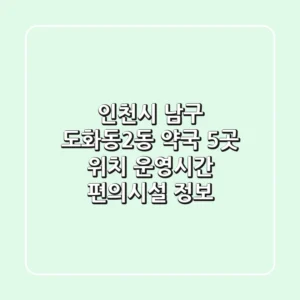 인천시 남구 도화동2동 약국 5곳: 위치, 운영시간, 편의시설 정보