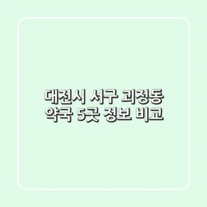 대전시 서구 괴정동 약국 5곳 정보 비교