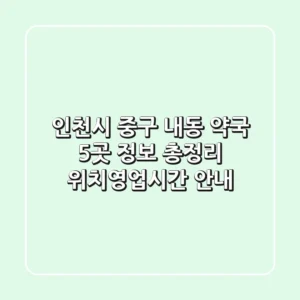 인천시 중구 내동 약국 5곳 정보 총정리 - 위치/영업시간 안내